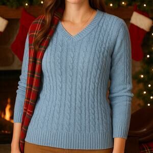 Croft & Barrow Blue Cable Knit Women’s XL – Cotton Blend Holiday Sweater